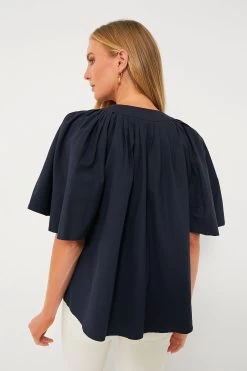 Navy Finley Flutter Sleeve Top -Vogue Vista Clothing Tekq7oO6hWJNCFgYzrWuXu12JaIRgHSk 1