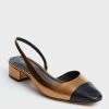 Veronica Beard Dark Gold And Black Cecile Sling Back Flats