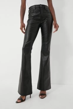 Veronica Beard Black Vegan Leather Beverly High Rise Skinny Flare