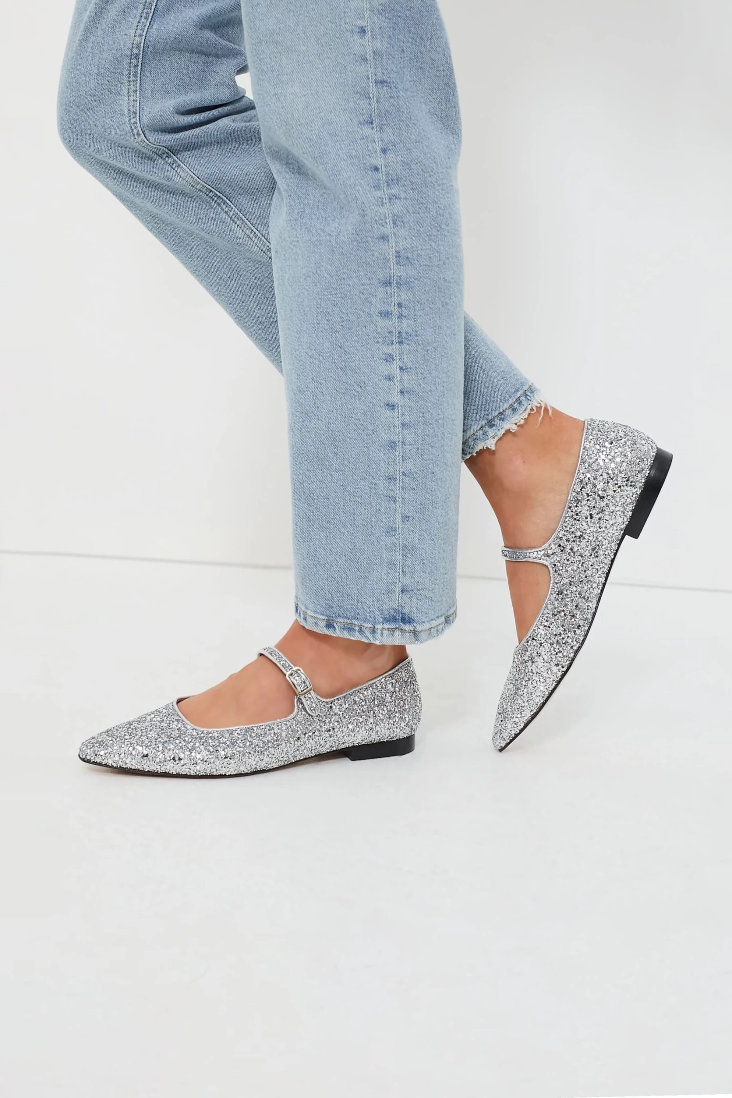 Silver Glitter Camila Flats 3 Silver Glitter Camila Flats - Image 3
