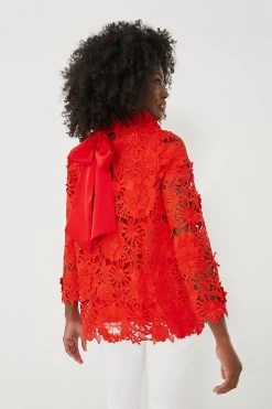 Red Guipure Lace Faye Blouse -Vogue Vista Clothing VNXnH3i9KIeDeQqdyQGJNscLIP7xFlr5 1