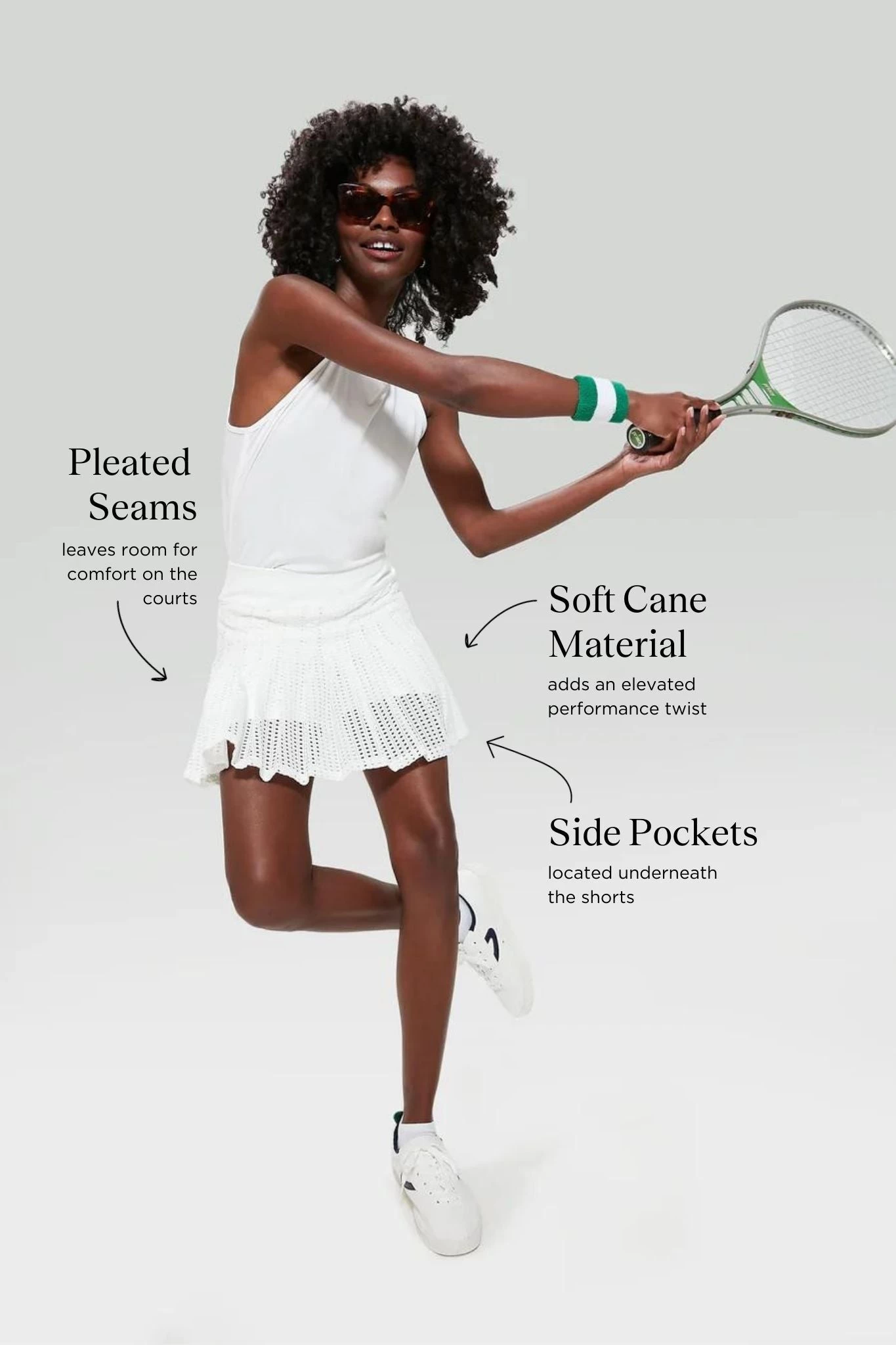 White Cane 15 Inch Williams Tennis Skirt 3 White Cane 15 Inch Williams Tennis Skirt - Image 3