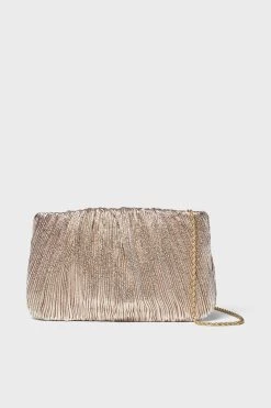 Loeffler Randall Champagne Shimmer Brit Pleated Clutch