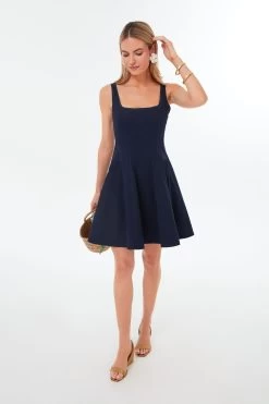 Staud Navy Mini Wells Dress