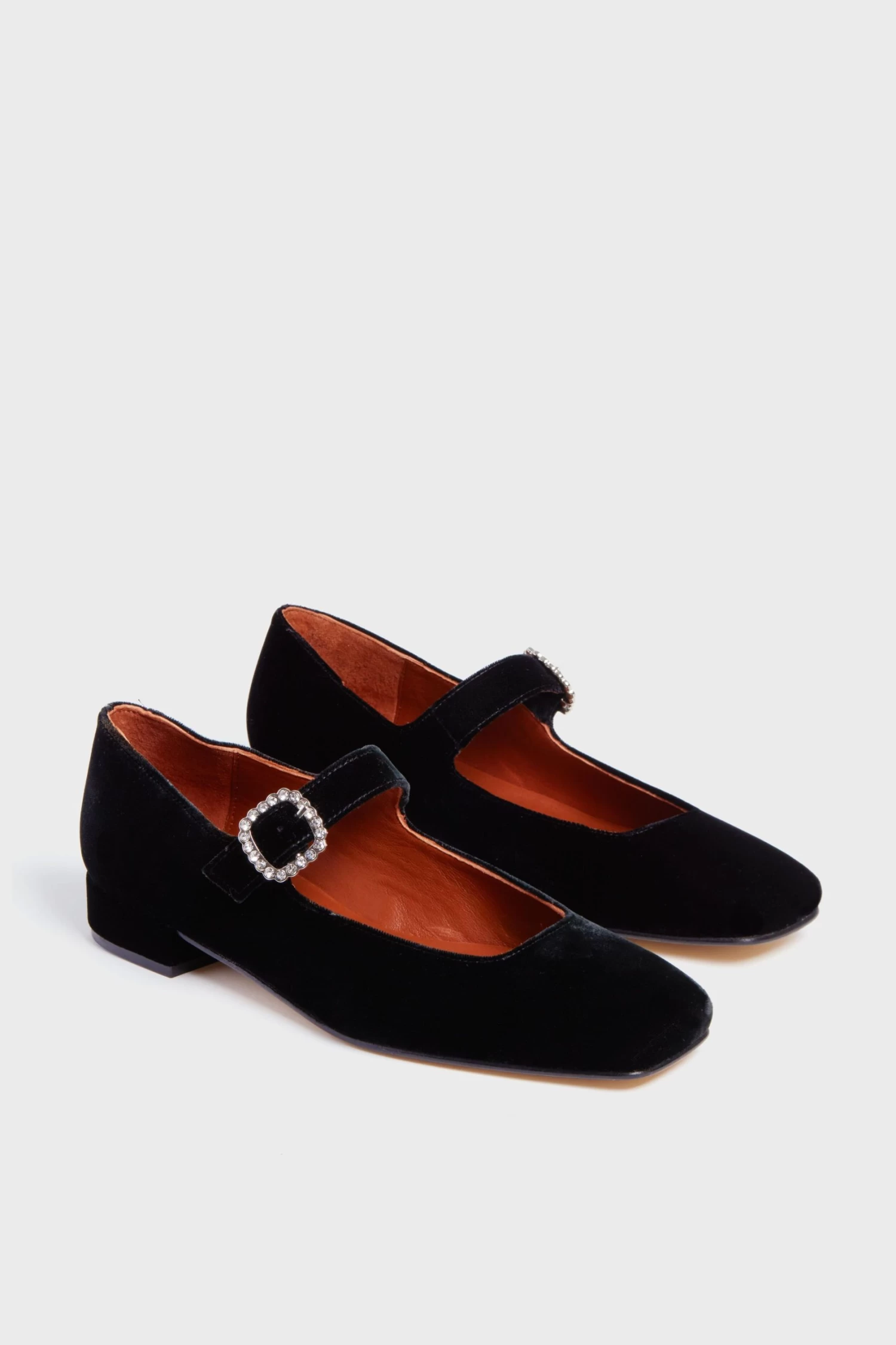 Black Low Mary Jane Diamante Velvet Shoes 1 Black Low Mary Jane Diamante Velvet Shoes