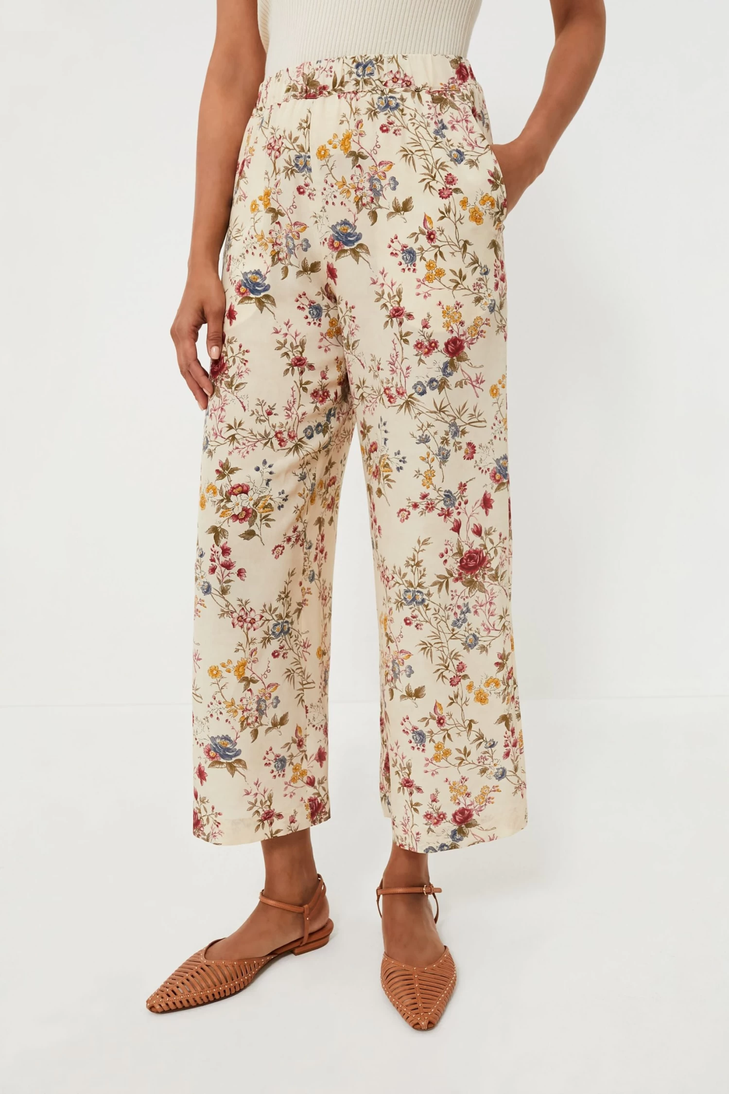 Weekend Max Mara Ivory Flower Gradara Pants 1 Weekend Max Mara Ivory Flower Gradara Pants