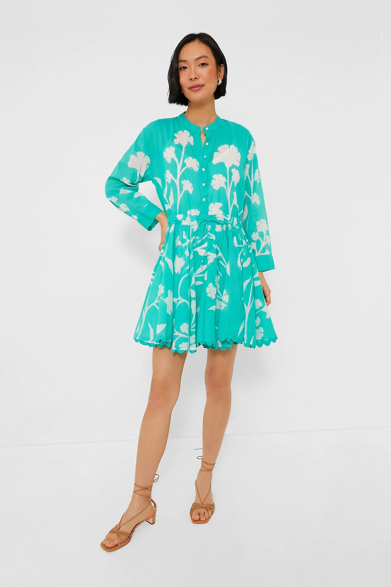 Jade Long Sleeve Beach Dress In Majorelle Print 1 Jade Long Sleeve Beach Dress In Majorelle Print