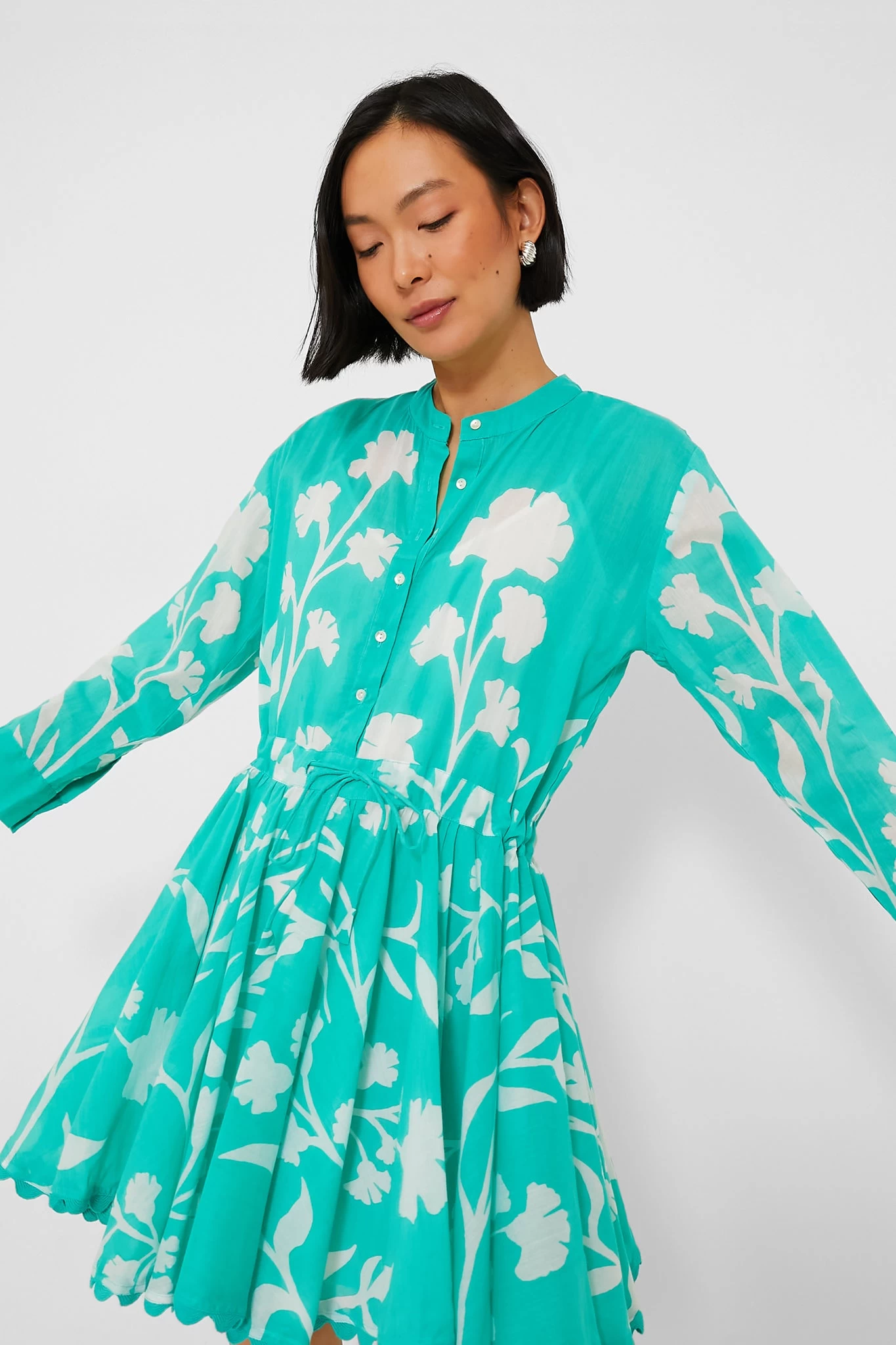 Jade Long Sleeve Beach Dress In Majorelle Print 2 Jade Long Sleeve Beach Dress In Majorelle Print - Image 2
