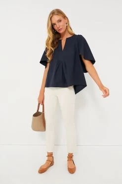 Navy Finley Flutter Sleeve Top -Vogue Vista Clothing a5fuRYE9MsO46jfBWKviaInkEdYMbAW0 1