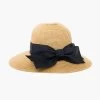 Exclusive Black Packable Wide Bow Sunhat