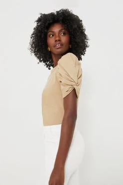 Tan Vesty Puff Sleeve Crewneck -Vogue Vista Clothing biH9lCT4M9BXwUYEFT2QDH2zielY4wyZ 1