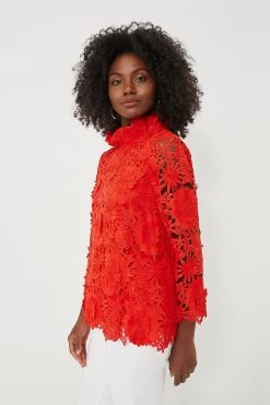 Red Guipure Lace Faye Blouse -Vogue Vista Clothing cuLO0xSoM30yuTOhAUsTOYZAMXu15alv 1