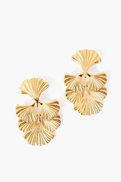 Gold Ginkgo Leaf Earrings