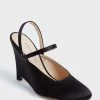 Black Aster Satin Wedge Heels