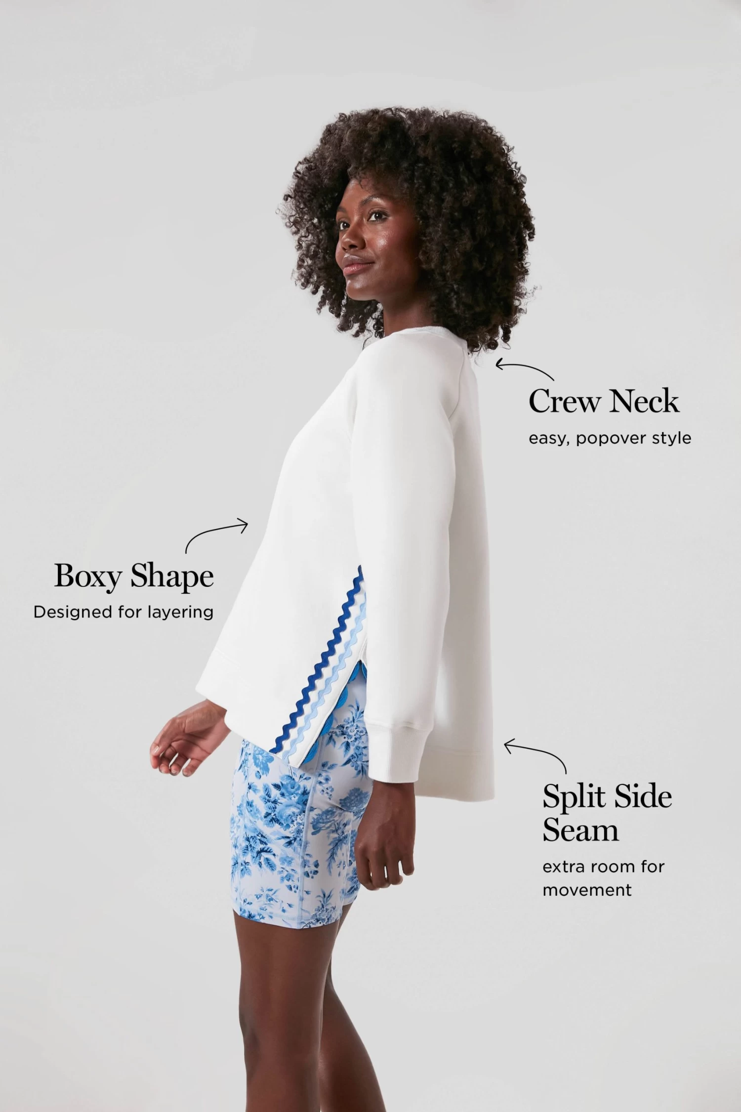 White And Blue Ric Rac Maggie Pullover 3 White And Blue Ric Rac Maggie Pullover - Image 3