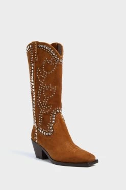 Loeffler Randall Cacao Suede With Silver Studs Wilder Boots