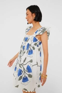White And Klein Blue Baby Doll Dress With Bellflower Block Print -Vogue Vista Clothing eeptoMYXnQI2jMZifnR36zvW50weifoz 1