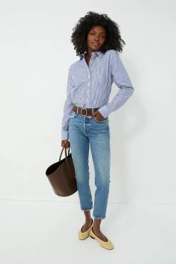 Blue And White Stripe Boyfriend Shirt -Vogue Vista Clothing ezQDodX1x1sbJmsCPGZcRZdoqNQVMA3A 1