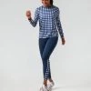 Navy Trellis Gingham Long Sleeve Ryan Boyfriend Tee