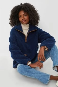 Navy Rhodes Shearling Quarter Zip -Vogue Vista Clothing fvdXFnCwRGrLgG7fC9DcGP1zzoapOiYT 1