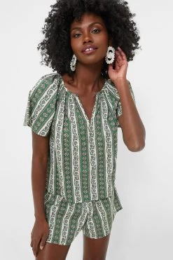 Fern And Floral Stripe Elena Top