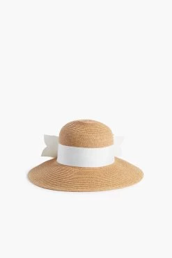 Exclusive Cream Packable Wide Bow Sunhat