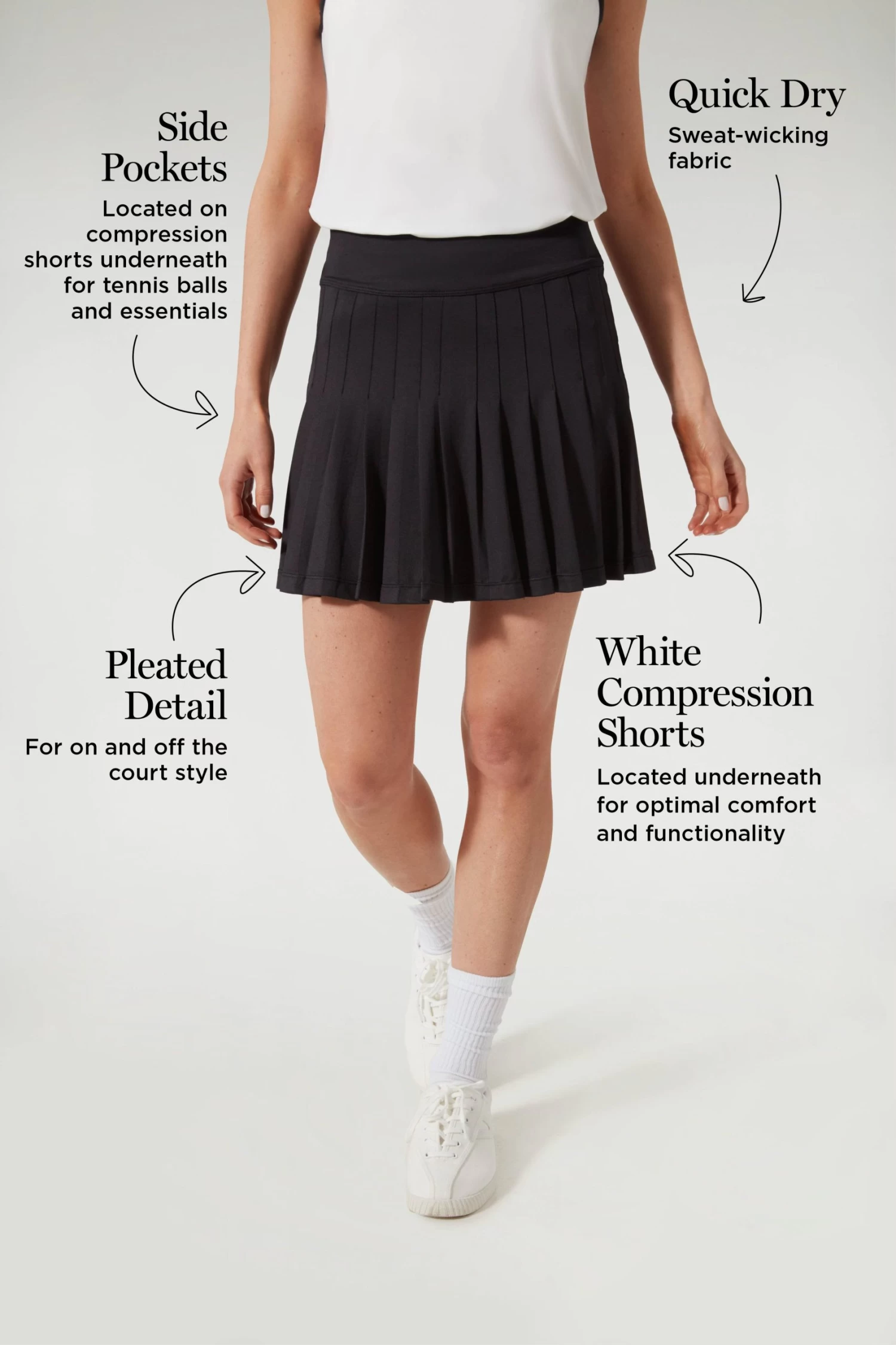 Black And White 15 Inch Williams Tennis Skirt 3 Black And White 15 Inch Williams Tennis Skirt - Image 3