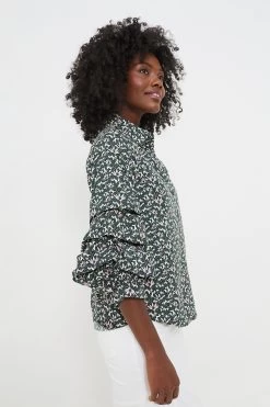 Green Floral Ruffle Sleeve Button Down Noah Blouse -Vogue Vista Clothing he7xdmRCYC22drlEHrXOyW5znPhXG0li 1