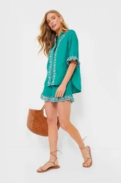 Embroidered Linen Montauk Lounge Shirt -Vogue Vista Clothing iBSpByjcNTLeBLRNOKYJloKzrJpLKIvl 1