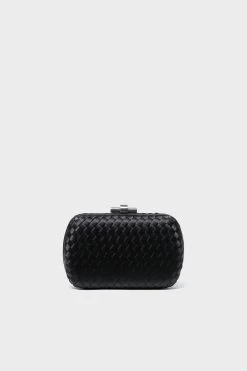 Black Evelyn Woven Clutch