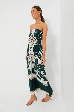 Dark Green Spray Of Flowers Strapless Long Dress -Vogue Vista Clothing iQr3N95aK1N3awLjUQVNOVpuHrF53dHs 1