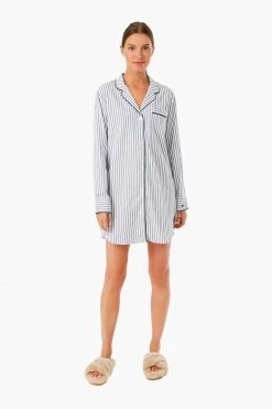 Navy French Ticking Nightshirt