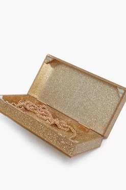 Gold Sparkle Flower Clutch