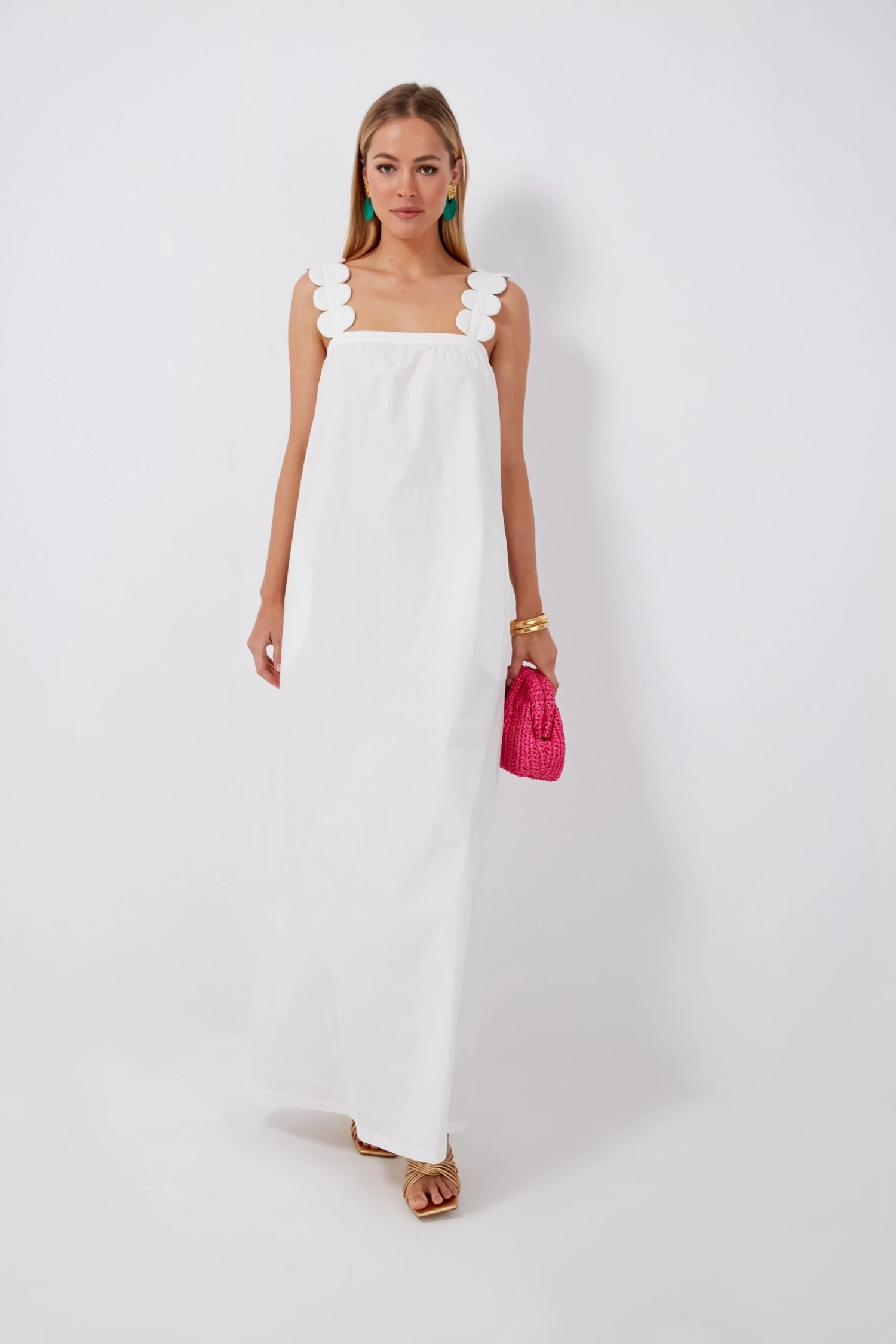 Off White Bubble Long Dress With Straps 3 Off White Bubble Long Dress With Straps - Image 3