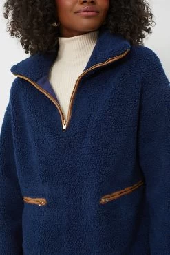 Navy Rhodes Shearling Quarter Zip -Vogue Vista Clothing kMvcP9P7UTewTxid3YQDRKTzBYPg3bfb 1