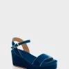 Indigo Girasol Velvet Platform Heels