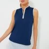 Navy Sleeveless Connors Mock Neck