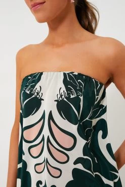 Dark Green Spray Of Flowers Strapless Long Dress -Vogue Vista Clothing lkiei10QdhFtwS1dNBLK9YcLPZUQsjDn 1