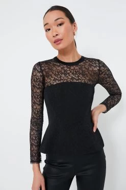 Black Prima Long Sleeve Bustier Top