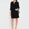 Black Stretch Crepe Royal Shirt Dress