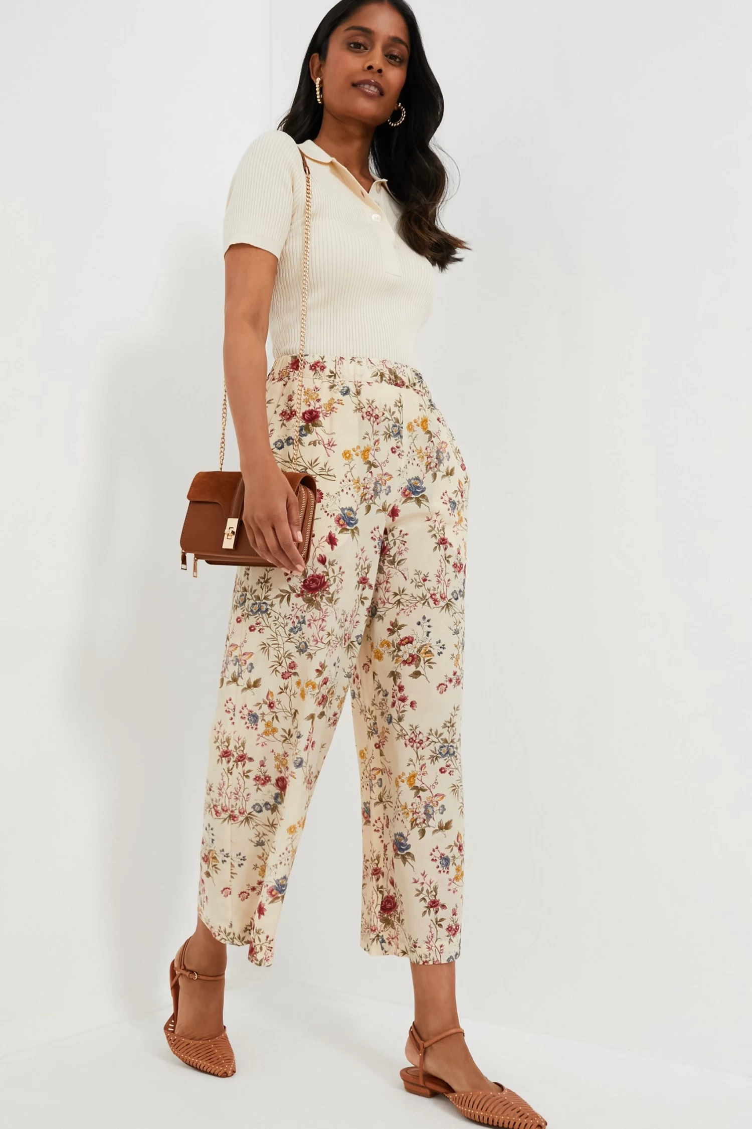 Weekend Max Mara Ivory Flower Gradara Pants 2 Weekend Max Mara Ivory Flower Gradara Pants - Image 2