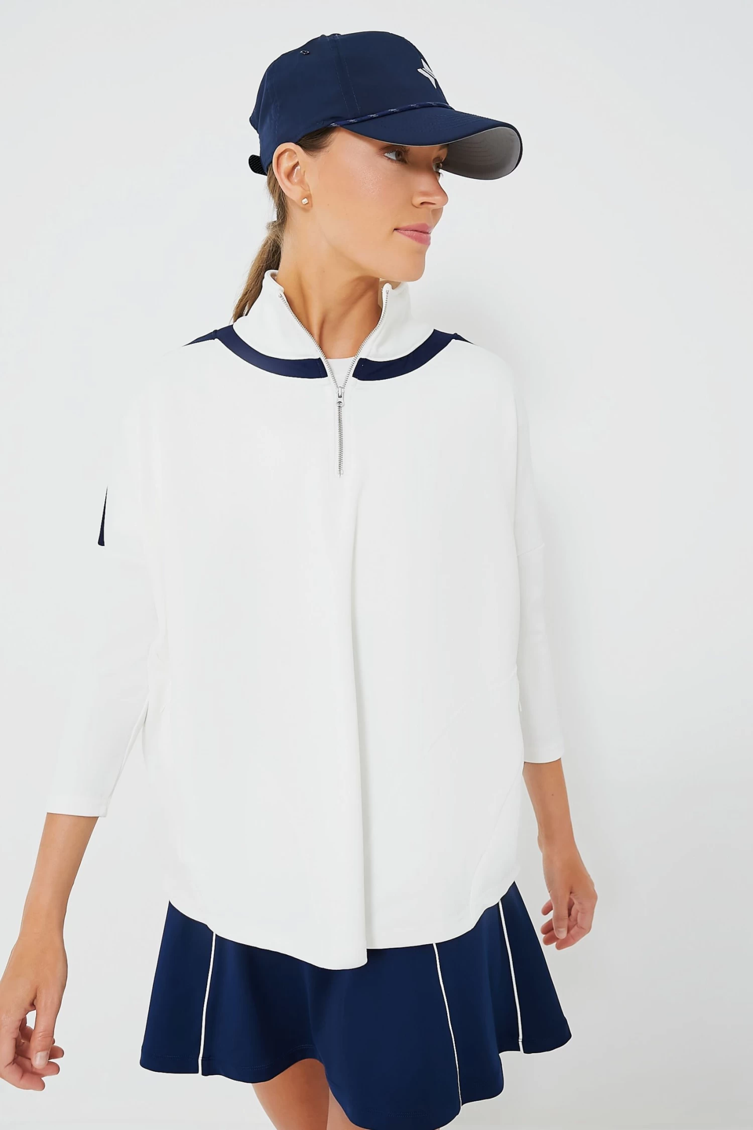 White And Navy Amelie Quarter Zip 1 White And Navy Amelie Quarter Zip