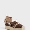 ULLA JOHNSON Dark Brown Stitch Detail Espadrilles