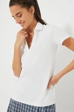 White Short Sleeve Caroline Polo