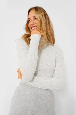 Varley Egret Black Roya Roll Neck Long Sleeve Tee