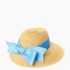 Exclusive Blue Packable Wide Bow Sunhat
