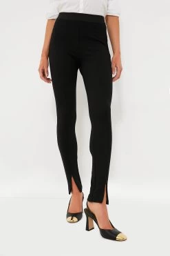 Black Ponte Zip Layering Pant