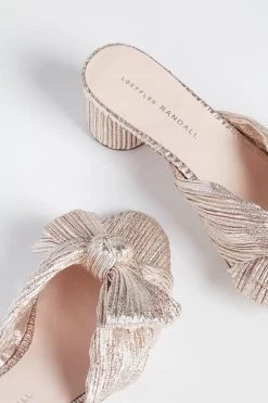 Loeffler Randall Champagne Shimmer Lame Emilia Pleated Knot Mules -Vogue Vista Clothing rsVw1kJqHBI2LN0mLjnI0mzjBg1H2MOR 1