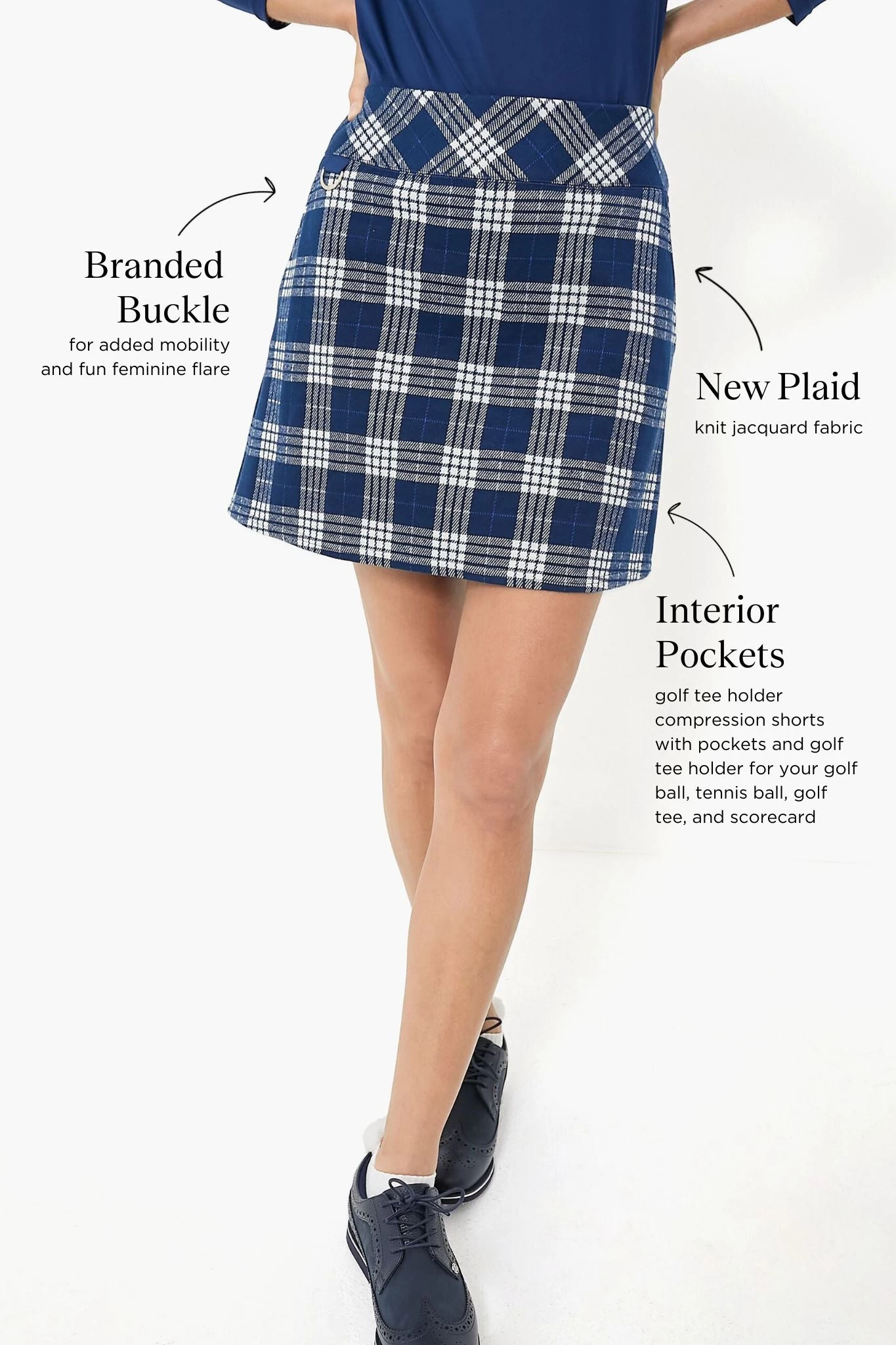 Navy Plaid 17 Inch Helen Golf Skirt 3 Navy Plaid 17 Inch Helen Golf Skirt - Image 3