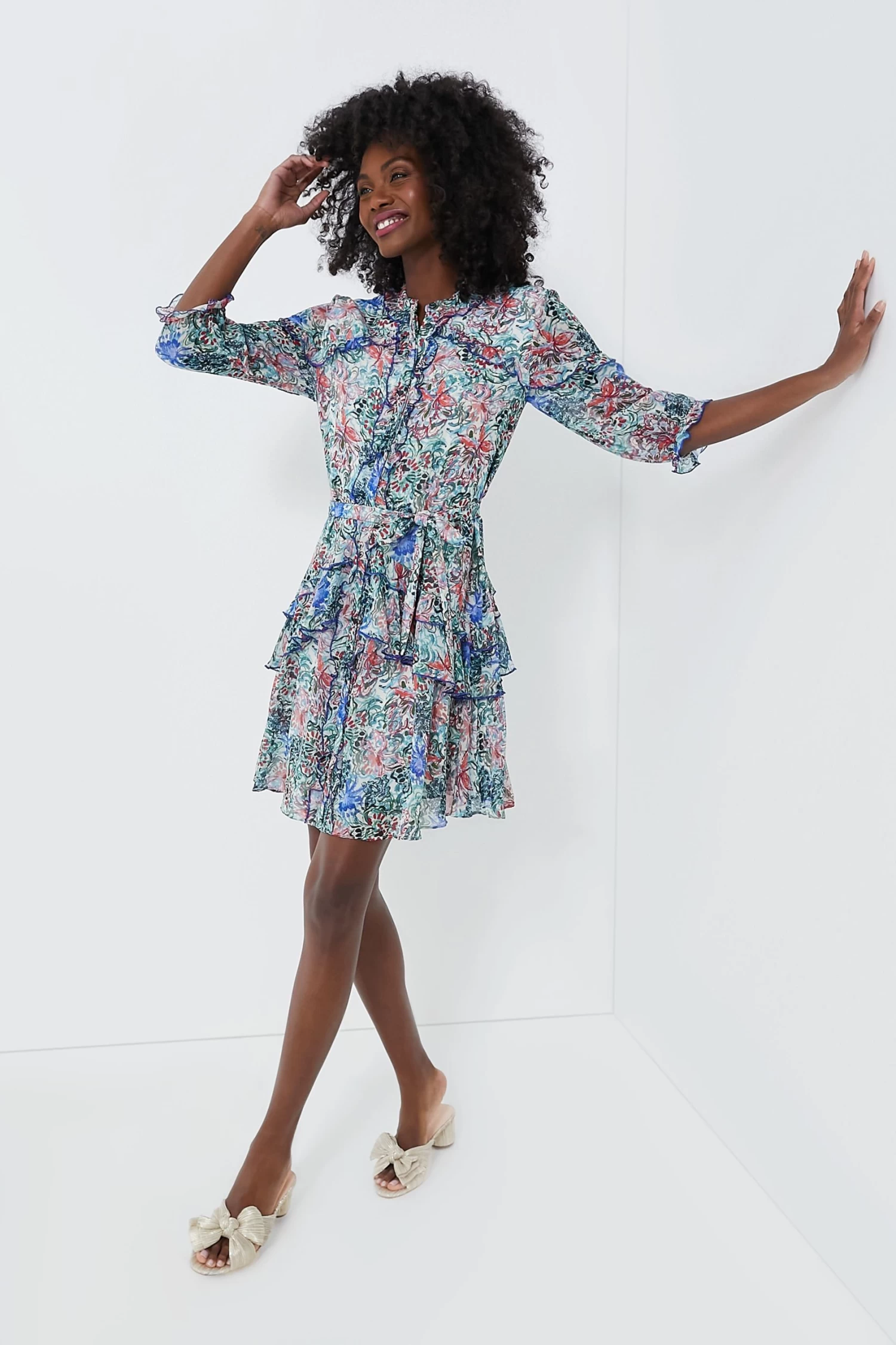 Loeffler Randall Exclusive Platinum Emilia Pleated Knot Mules 3 Loeffler Randall Exclusive Platinum Emilia Pleated Knot Mules - Image 3